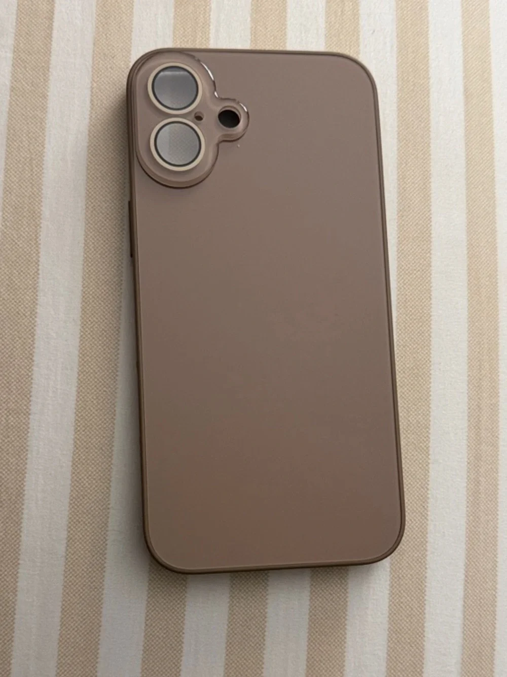 Tan/Taupe Protective Phone Case with Raised Camera Ring - iPhone16 Plus
